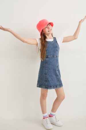 C&A Set Denim And Sleeve 2 Piece Kleider Mädchen Blau | DPIMX-8026