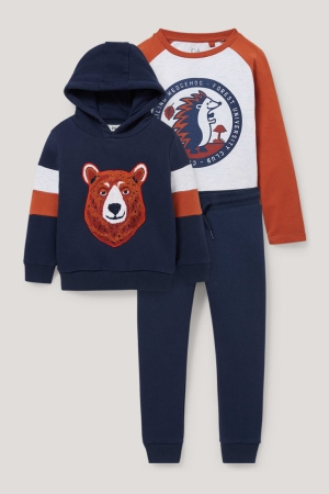 C&A Set, Long Sleeve And Joggers 3 Piece Hoodie Mädchen Dunkelblau | OTCFS-5968