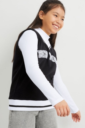 C&A Set Long Sleeve And Slipover 2 Piece Oberteile Mädchen Schwarz | RPEXA-9673