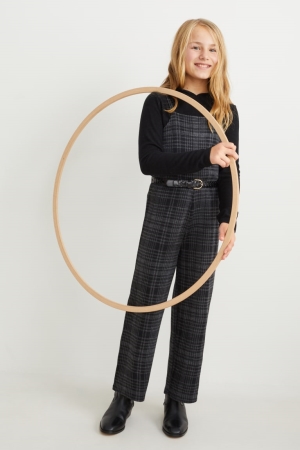 C&A Set Mit Kapuze And Dungarees 2 Piece Jumper Mädchen Schwarz | YMUTV-7294