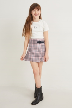 C&A Set Sleeve And 2 Piece Röcke Mädchen Weiß | SUEFC-5182