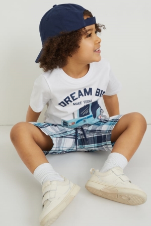 C&A Set Sleeve , And Cap 3 Piece T-shirts Jungen Weiß | BMHTC-1529