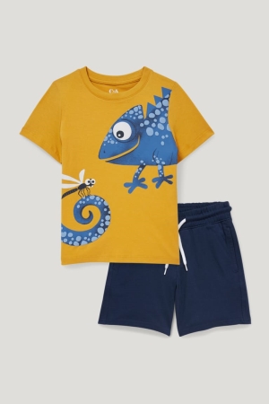 C&A Set Sleeve And In-conversion Baumwoll T-shirts Jungen Gelb | PJGLK-1834