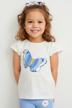 C&A Set Sleeve And Scrunchie 2 Piece T-shirts Mädchen Weiß | JTEGV-4503
