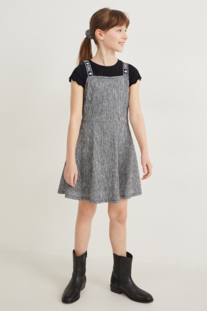 C&A Set Sleeve , And Scrunchie 3 Piece Kleider Mädchen Schwarz | USBRF-5074