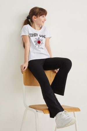 C&A Set Sleeve And Scrunchie In-conversion Baumwoll T-shirts Mädchen Weiß | EKMNL-4072