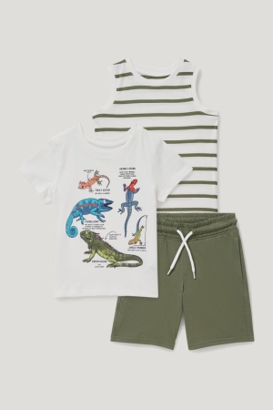 C&A Set Sleeve , And Sweat 3 Piece Oberteile Jungen Weiß | VFCDM-1796