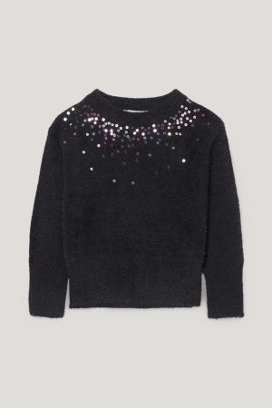 C&A Shiny Jumper Mädchen Schwarz | NXKUB-6541
