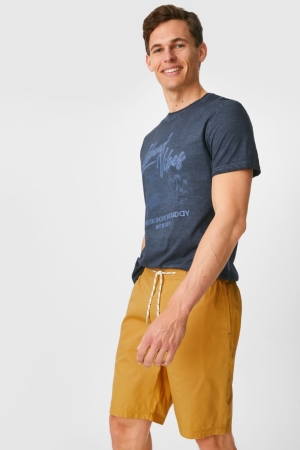 C&A Shorts Kurze Hose Herren Hellgelb | KQMFU-7592