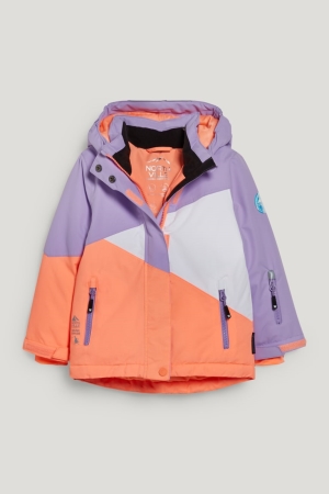 C&A Ski With Hood Jacke Mädchen Weiß Orange | MPEQI-5490