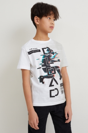C&A Sleeve Augmented Reality Motif T-shirts Jungen Weiß | MXYGB-2896