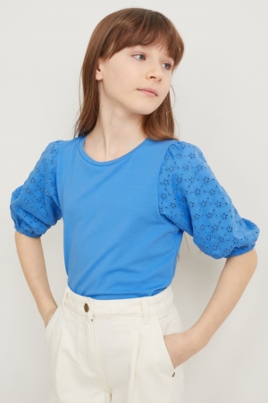 C&A Sleeve T-shirts Mädchen Blau | MKDIR-0452