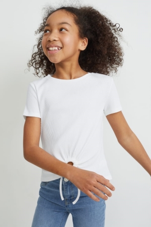 C&A Sleeve T-shirts Mädchen Weiß | OTULP-5947