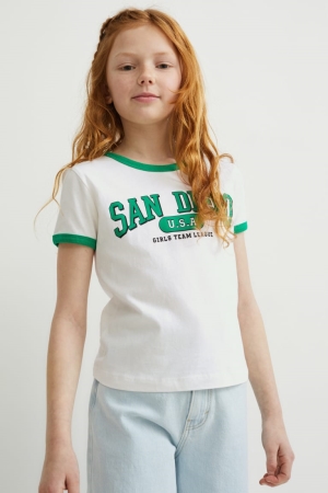 C&A Sleeve T-shirts Mädchen Weiß | PXITB-3049