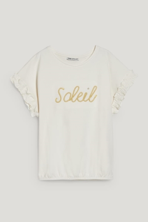 C&A Sleeve T-shirts Mädchen Weiß | UBJMP-6504