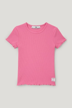 C&A Sleeve With In-conversion Baumwoll T-shirts Mädchen Rosa | BJEXT-5174
