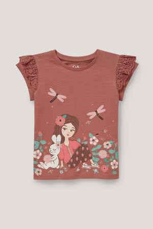 C&A Sleeve With In-conversion Baumwoll T-shirts Mädchen Braun | COWPR-8605