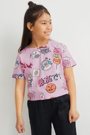 C&A Sleeve With In-conversion Baumwoll T-shirts Mädchen Rosa | IGHKR-0815