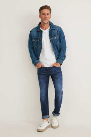 C&A Slim Coolmax® Ecomade Lycra® Jeans Herren Blau Dunkelblau | NHAUD-9516