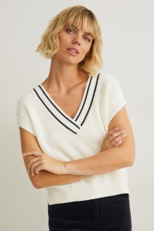 C&A Slipover Hoodie Damen Weiß | UWFVH-4736