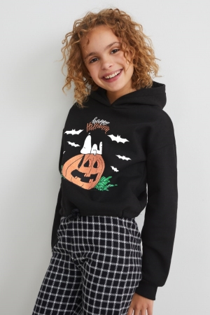 C&A Snoopy Halloween Hoodie Mädchen Schwarz | DGEQH-4851