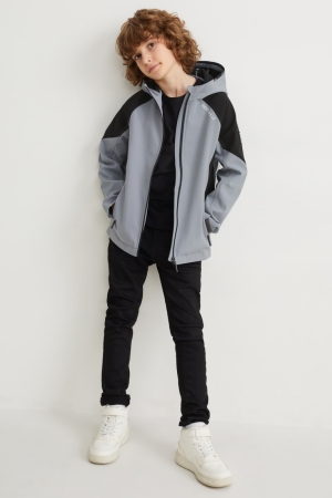 C&A Softshell With Hood Jacke Mädchen Grau Schwarz | IGBFT-2845