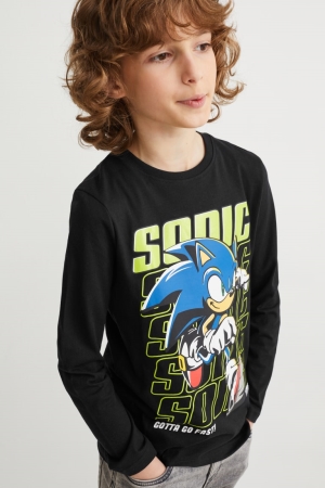C&A Sonic Long Sleeve Oberteile Jungen Schwarz | GNUDF-6193