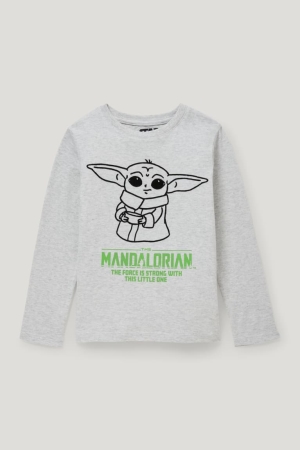 C&A Star Wars: The Mandalorian Long Sleeve Oberteile Jungen Hellgrau | NPUYQ-4257
