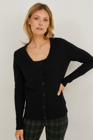 C&A Strickjacke Damen Schwarz | MGWCX-8306
