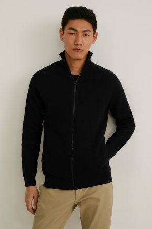 C&A Strickjacke Herren Schwarz | UDQMF-0237