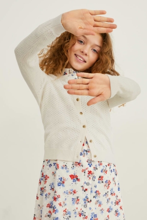 C&A Strickjacke Mädchen Weiß | SALGE-5786
