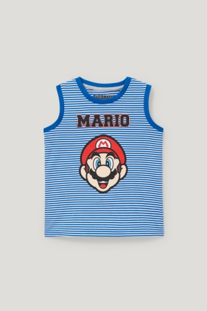 C&A Super Mario Gestreift Oberteile Jungen Dunkelblau Weiß | WROZC-9673