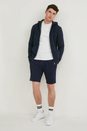 C&A Sweat Organic Baumwoll Kurze Hose Herren Dunkelblau | GHKPL-2549