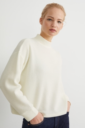 C&A Sweatshirts Damen Weiß | QWATF-7823