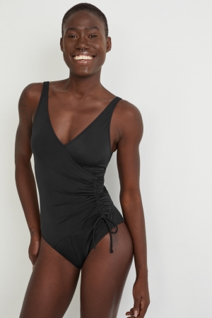 C&A Swimsuit With Gathers Gepolstert Lycra® Xtra Life™ Bademode Damen Schwarz | MTVCQ-5301