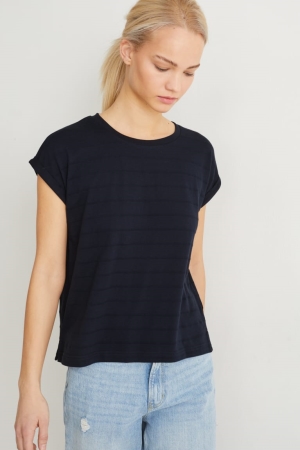 C&A T-shirts Damen Dunkelblau | JQGZL-1839