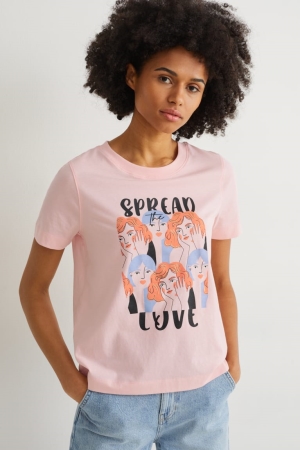 C&A T-shirts Damen Rosa | YTKBE-8931