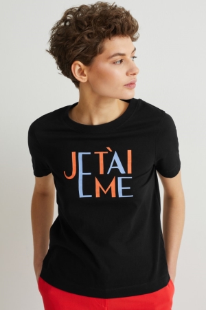 C&A T-shirts Damen Schwarz | LFQVM-9813