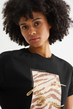 C&A T-shirts Damen Schwarz | LRUCM-3156