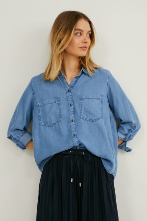 C&A Tencel™ Bluse Damen Blau | PMNTR-5840