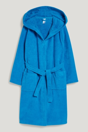 C&A Terry Cloth Bathrobe With Hood Organic Baumwoll Bademode Jungen Petrol | EBFVG-2160