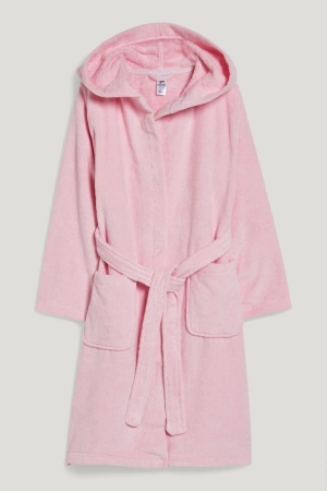 C&A Terry Cloth Bathrobe With Hood Organic Baumwoll Bademode Mädchen Rosa | JSGNK-1250