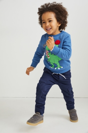 C&A Thermal Cargo Gerade Fit Hosen Jungen Dunkelblau | SZQLM-6419