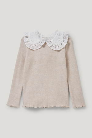 C&A Thermal Long Sleeve Oberteile Mädchen Beige | VHUIR-9428