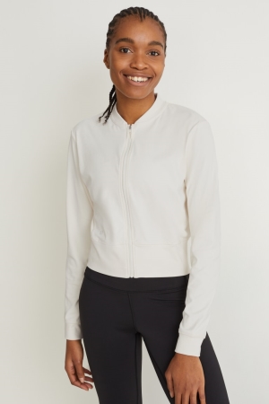 C&A Track Hoodie Damen Weiß | NKSCW-0269