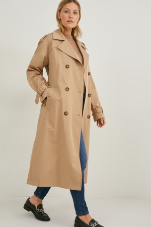 C&A Trench Mäntel Damen Grau Braun | DUOLG-4901