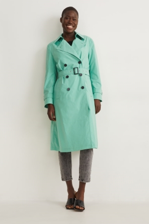 C&A Trench Mäntel Damen Helltürkis | WOIVX-5642