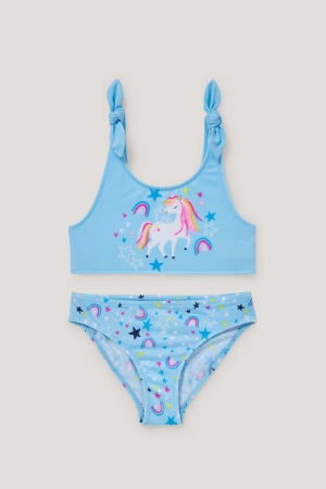 C&A Unicorn Bikini Lycra® Xtra Life™ 2 Piece Bademode Mädchen Hellblau | MXWYI-7193