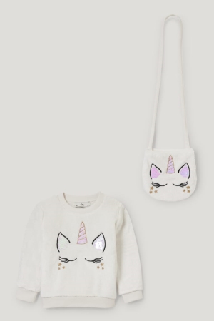 C&A Unicorn Set And Bag 2 Piece Sweatshirts Mädchen Weiß | AMHJG-7213