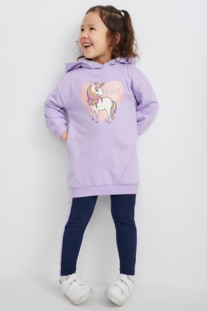 C&A Unicorn Set With Hood And Leggings Kleider Mädchen Helllila | KSGCB-1569
